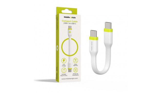 Mobile Origin kompaktne kaabel USB-C–USB-C 10cm, valge