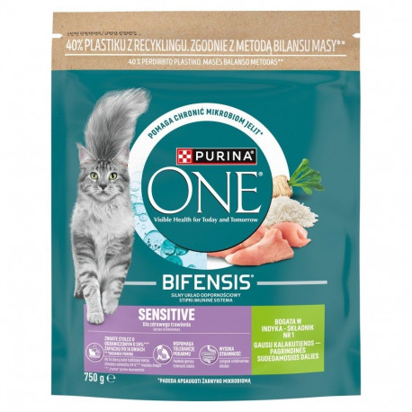 PURINA One Bifensis Sensitive kuiv kassitoit kalkunilihaga 750g