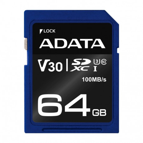 ADATA mälukaart ASDX64GUI3V30S-R 64GB SDXC UHS-I Class 10