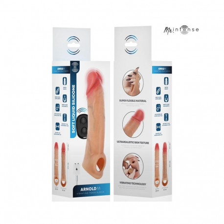 MR INTENSE - ARNOLD M VIBRATOR SILICONE PENIS SLEEVE WITH REMOTE CONTROL 14.5 CM -Ø- 4 CM