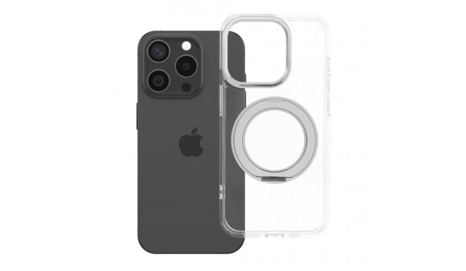 Case for iPhone 15 PRO Frame Circle Stand compatible with MagSafe transparent