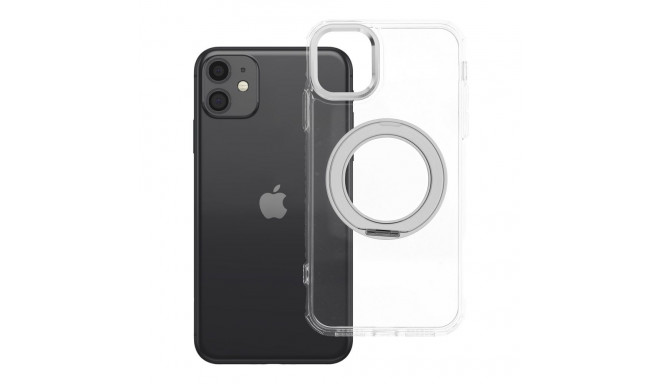 Case for iPhone 11 Frame Circle Stand compatible with MagSafe transparent