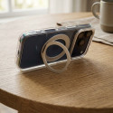 Case for iPhone 14 Frame Circle Stand compatible with MagSafe transparent