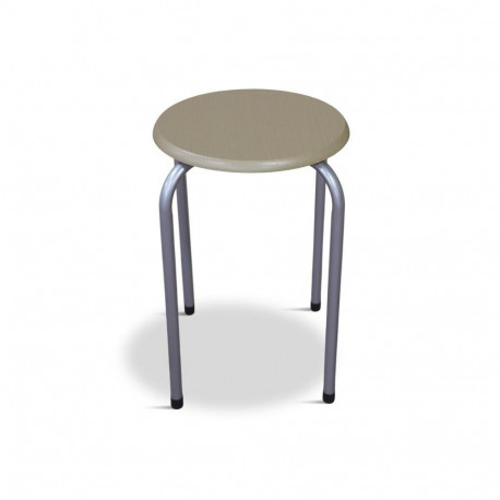 DEMET STACKING STOOL BEECH SEAT SILVER
