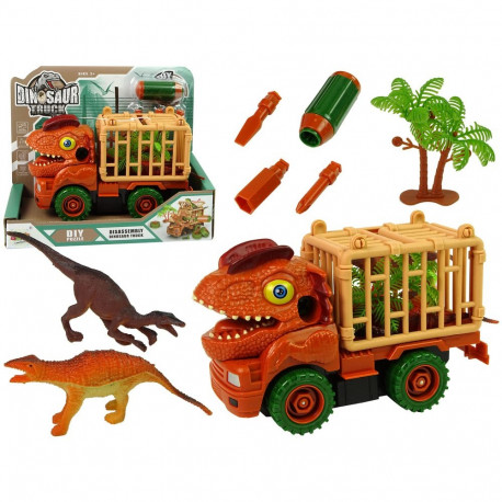 Mänguauto dinosauriga lahtivõetav tarvikutega, oranž