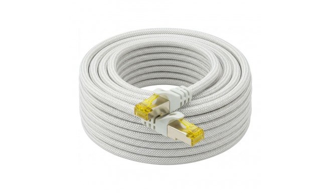 "Python Patchkabel m. Cat.7 Rohkabel Nylongefl. weiß 30m"