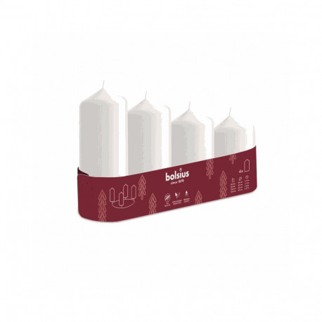 Bolsius Candle cylinder 4 pcs. Ø120, 100, 80, 60x48mm white