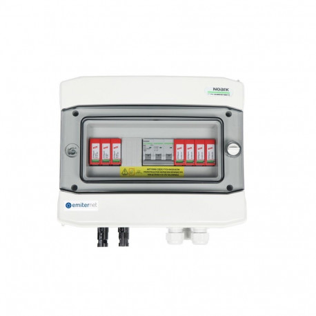 Switchgear attached DCAC hermetic IP65 EMITTER with Dehn 1000V type 2 DC surge arrester, 1 x PV stri