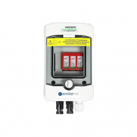 Switchgear attached DC hermetic IP65 EMITTER with DC surge arrester Dehn 1000V type 2, 1x PV string,