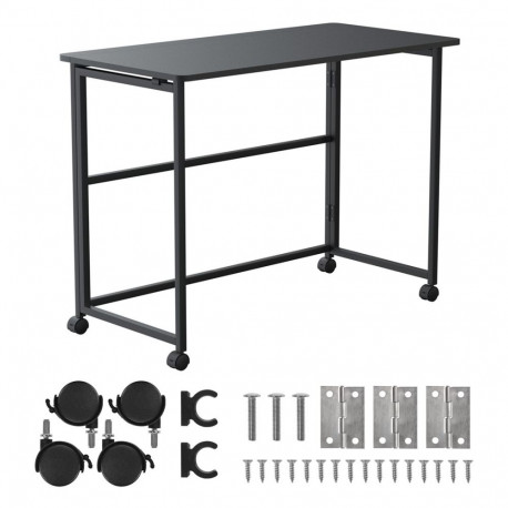 Maclean kokkupandav kirjutuslaud MC-1250 B ratastel 100x50cm max. 50kg, must