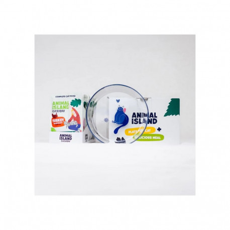 ANIMAL ISLAND Everyday Turkey in broth Box - wet cat food - 12x85g + free plate