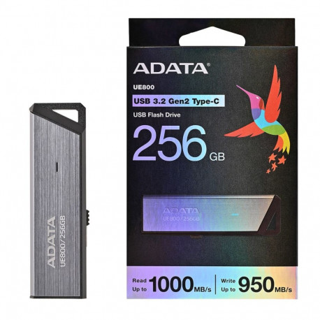 ADATA USB-mälupulk UE800 256GB USB Type-C 3.2 Gen 2 (3.1 Gen 2), hõbedane
