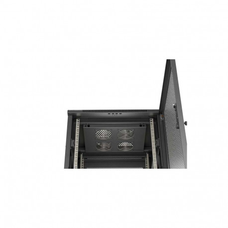 RACK CABINET 19" FREE-STANDING 18U/600X600 (FLAT PACK) WITH MESH DOOR BLACK LANBERG