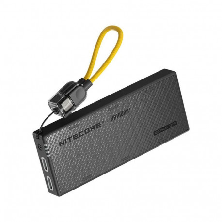 Nitecore NB10000 Gen4 akupank, 10 000 mAh, IPX7, 22.5W USB-C IN/OUT, laadimis kaabliga, süsinikkiust