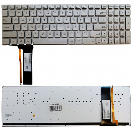 Keyboard - ASUS N56 N76 N750 Backlit US Layout Silver