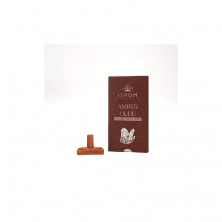 Incense Set - Natūralūs Smilkalai Amber Wood 15 Tiles Clay Holder 7.5x14.5 cm