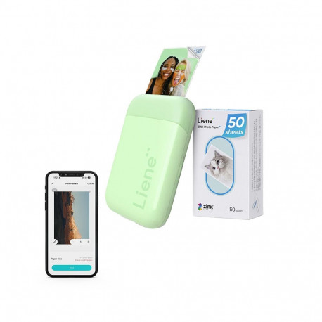 Portable Printer - Liene Pearl 2x3" Bluetooth Photo Printer, Self-adhesive, Green