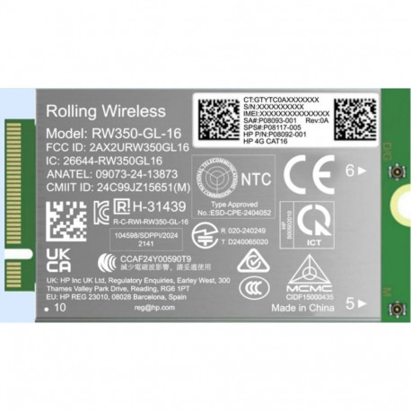Mobile Broadband Modem - HP 4G LTE Modem m.2 WWAN Cat 16 for ProBook EliteBook - 52mm x 30mm x 2.3mm