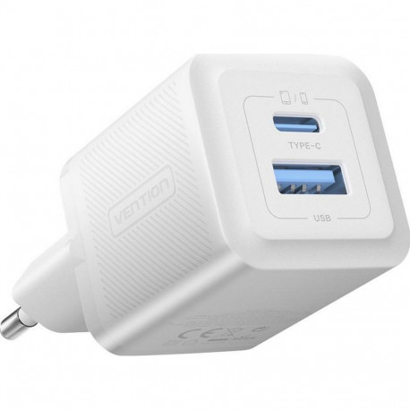 Charger - Vention 30W USB-A USB-C GaN Power Adapter White