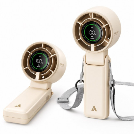 Portable Fan - AECOOLY Halo 02 Handheld, 5 Speeds, 3600 mAh Battery, Beige