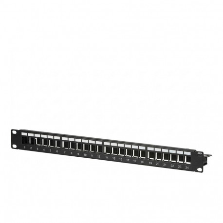 "EFB EFB Verteilerfeld Patchpanel 48,26cm 19Zoll 1HE 24-Port schwarz ohne Keystone"