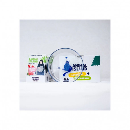 ANIMAL ISLAND Everyday Chicken with quail in broth Box - wet cat food - 12x85g + free plate