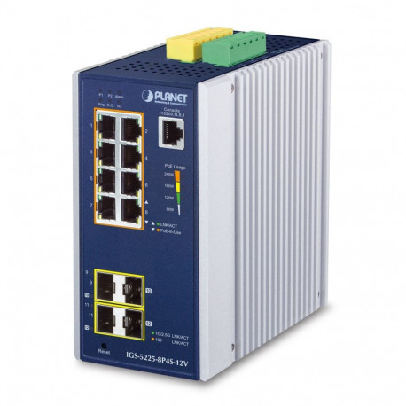 PLANET lüliti 8-pordiline GE PoE+ 2*1G SFP+ 2*2,5G SFP haldatav L2+ Gigabit Ethernet (10/100/1000), 
