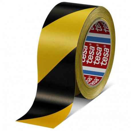 Ohuteip tesa kollane-must kaldjoonega 50mm x 33m (ohutusteip)