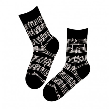 SOKISAHTEL MUSIC nootidega musta värvi puuvillased sokid 444, 446