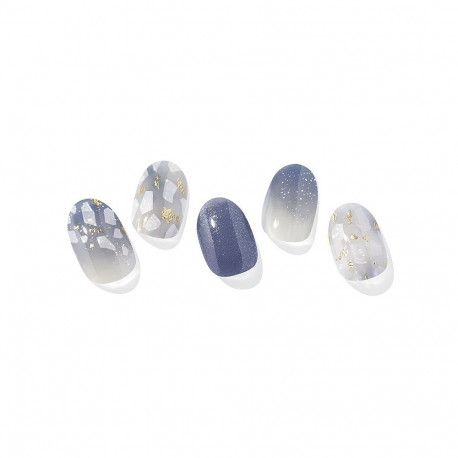 Geellakikleebiste maniküürikomplekt Ohora Semi Cured Gel Nail Strips (N Gleam Blue)