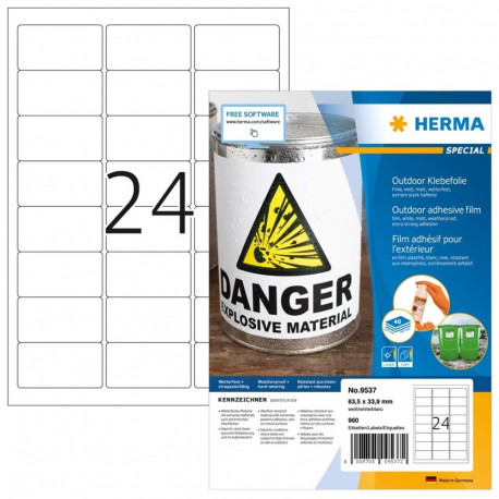 HERMA iseliimuvad ristkülikukujulised etiketid 9537 960pc(s), valge