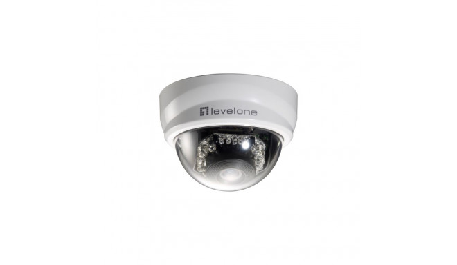 LevelOne Fixed Dome IP Network Camera, 2-Megapixel, 802.3af PoE, IR LEDs