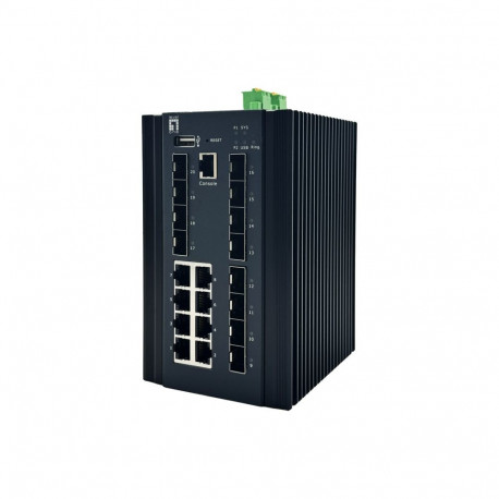 LevelOne lüliti L2 Plus hallatav 20-Port 8 x 1GbE RJ45, 8 x 1GbE SFP, 4 x 1/2.5GbE SFP, DIN-Rail, -4