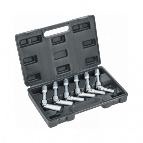 Hogert Set of Long Caps for Spark Plugs 6 pcs, 160mm, 3/8 inch, 8-16mm, chrome vanadium steel, rubbe