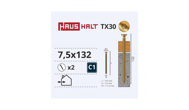 WINDOWS FRAME SCREW 7.5X132 2PCS