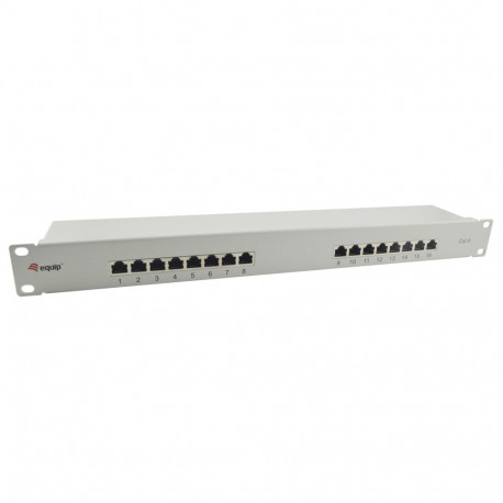 Equip varjestatud patch-paneel 16-Port Cat.6, helehall