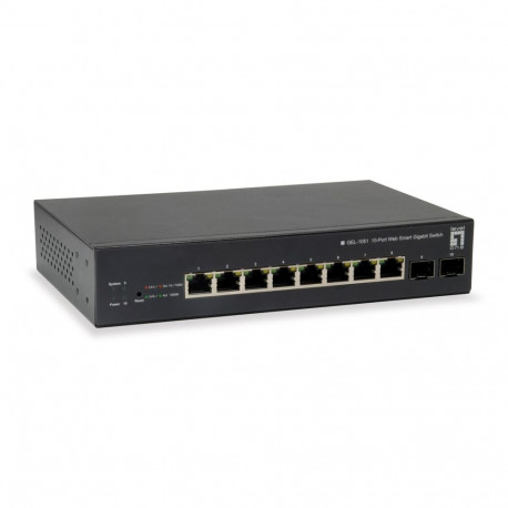 LevelOne PoE lüliti 10-pordiline veebihallatav gigabit 8 PoE väljundit 2 x Gigabit SFP 70W