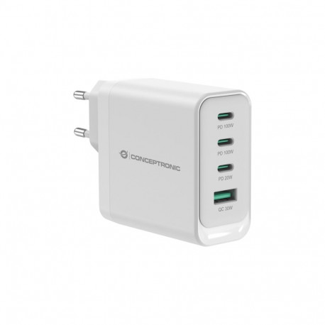 Conceptronic laadija ALTHEA22W100 4-port 100W GaN USB PD, USB-C x 3, USB-A x 1, QC 3.0, PPS, PD 3.0