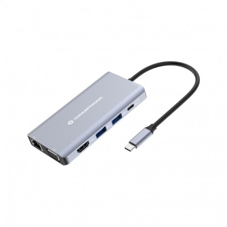 Conceptronic dokkimisjaam DONN20G 10-ühes USB 3.2 Gen 1, HDMI, VGA, USB-A 5Gbps, USB-C 5Gbps, SD, TF