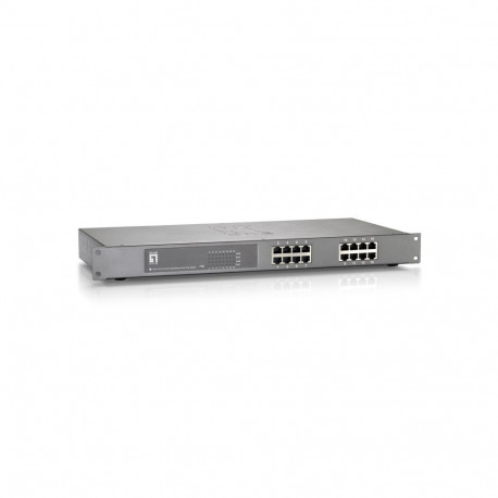 LevelOne 16-Port Fast Ethernet PoE Switch, 802.3at/af PoE, 500W