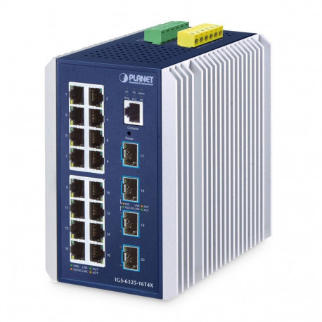 PLANET ethernet-lüliti IP30 L3 16-pordine tööstuslik haldatav gigabit (10/100/1000) alumiinium, sini