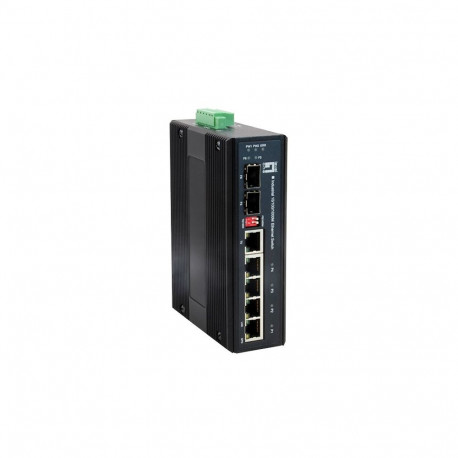 LevelOne 6-pesaline gigabitine tööstuslüliti 1 x SFP 1 x SFP/RJ45 Combo -40°C to 75°C DIN-Rail