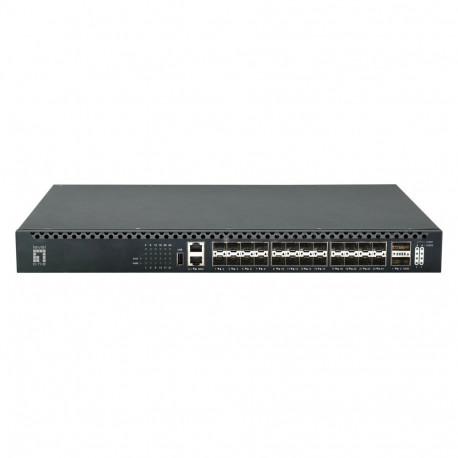 LevelOne tor kiudoptiline lüliti L3 hallatav 26-Port, 24x 1/10GbE SFP+, 2x 40/100GbE QSFP28, kuumvah