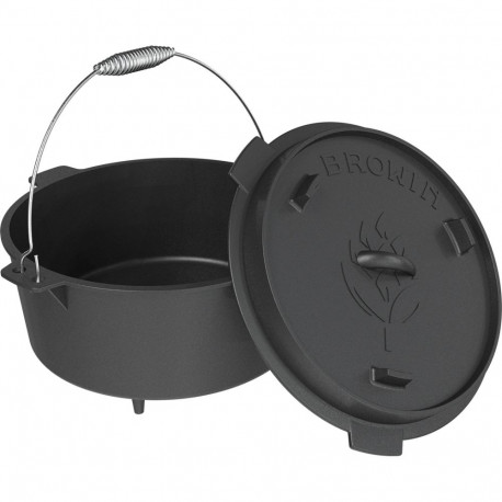 Browin 330515 cast iron cauldron with frying pan, 9L, 3L, cast iron, hanging, with lid