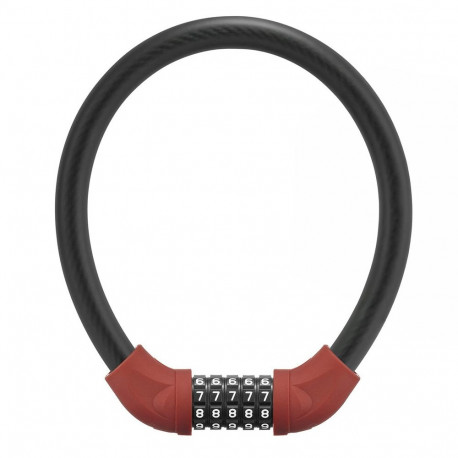 Rockbros RKS870-BK bicycle lock with code, steel cable, 85 cm - red