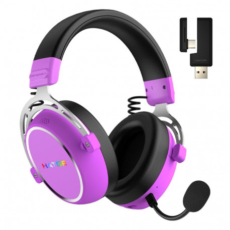 HATOR juhtmevabad mängukõrvaklapid Hypergang 3 peapaelaga USB Type-C / USB Type-A Bluetooth, lilla