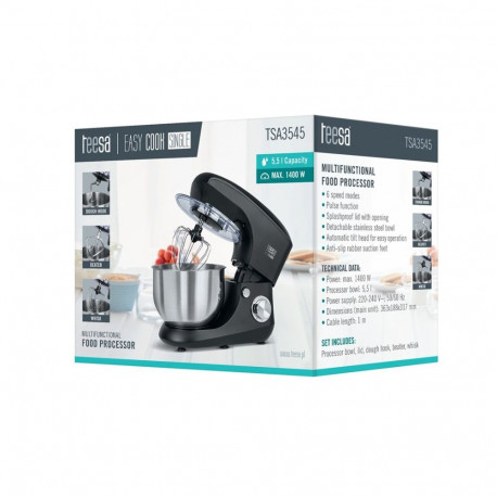 Stand Mixer - Teesa Easy Cook Single, 5.5L Bowl, 1400W, Planetary Rotation, Black