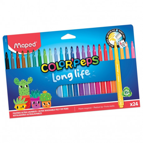 Viltpliiatsid Color Peps Long Life 2 24 värvi,  Maped