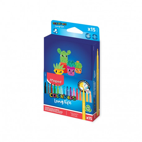 Viltpliiatsid Color Peps Long Life 2 15värvi karbis, Maped