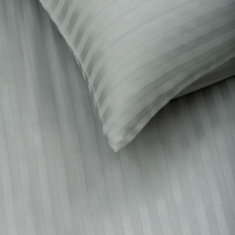 BED COV SET STRIPED SATEEN GREEN 140X200